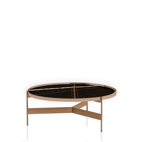 ABACO MED.ROUND COFFEE TABLE 30" - BLACK SAHARA MABLE GLASS/BRONZE