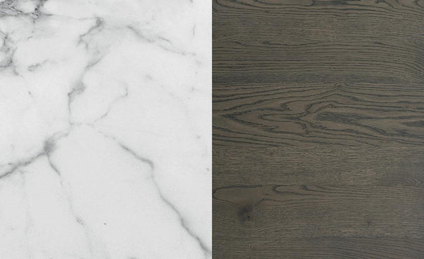 INARI DINING TABLE 94" - CALACATTA MARBLE GLASS/SMOKED OAK