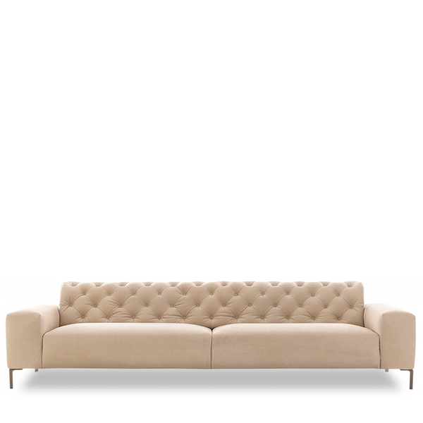 BOSTON CAPITONNE' SOFA 114" - BEIGE SUPERSUEDE 86 FABRIC