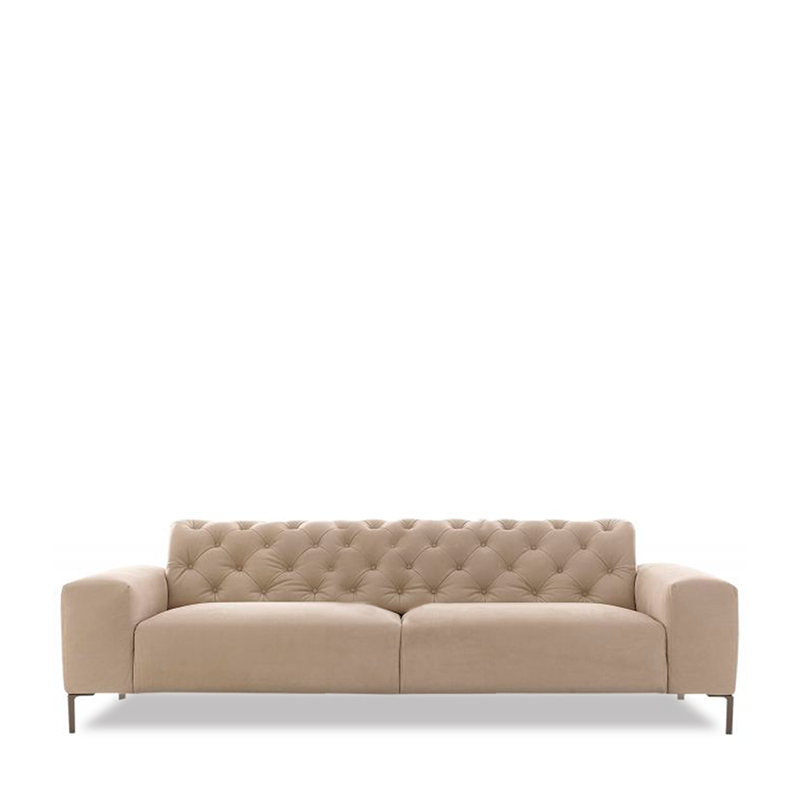 BOSTON CAPITONNE' SOFA 98" - BEIGE SUPERSUEDE 86 FABRIC