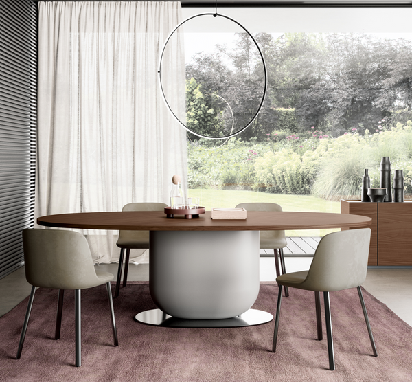 ETTORE OVAL DINING TABLE 94" - WALNUT/FOG GREY NEBBIA/BRONZE