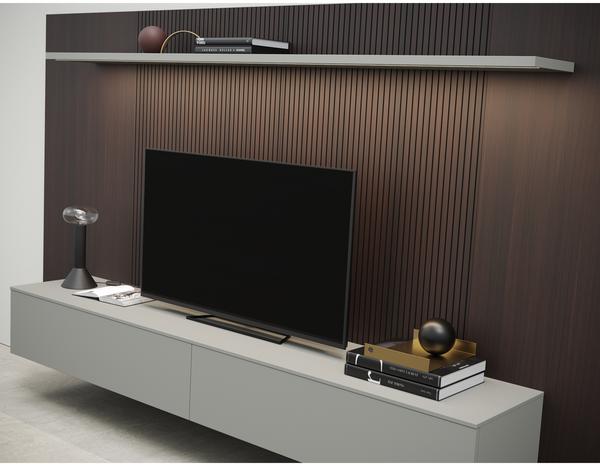 SPAZIO WALL UNIT COMP.126" - BURNT OAK/GREY ROCCIA MATT LACQUER