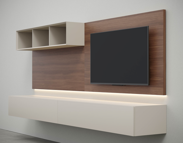 PEOPLE WALL UNIT COMP. 118" - WALNUT/BEIGE SETA MATT LACQUER