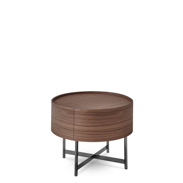 DEDALO NIGHTSTAND WITH BASE 22" - WALNUT/TITANIUM MATT METAL