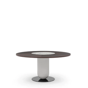 ETTORE DINING TABLE 63" - BURNT OAK/CARRARA MARBLE/FOG GREY NEBBIA/TITANIUM