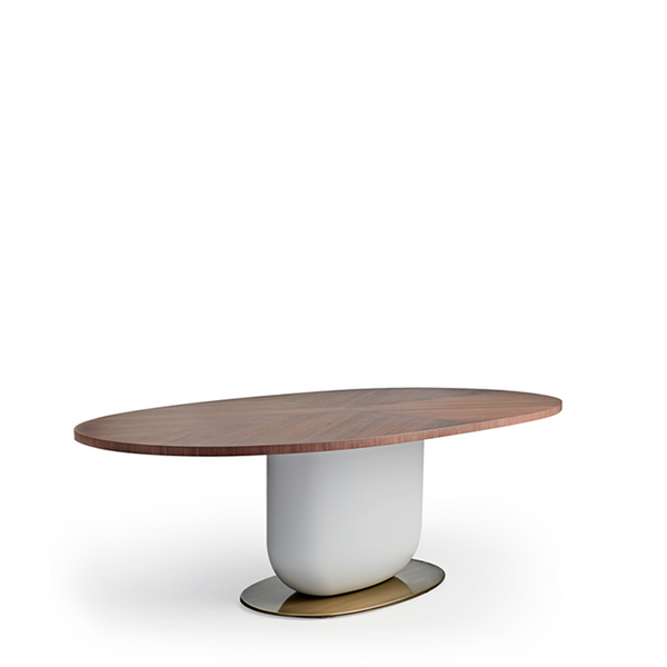 ETTORE OVAL DINING TABLE 94" - WALNUT/FOG GREY NEBBIA/BRONZE