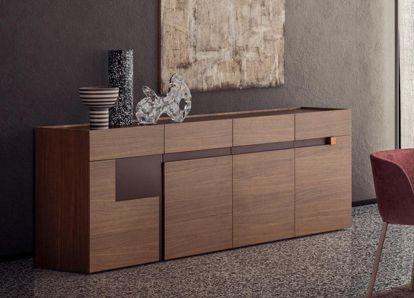 LOGOS SIDEBOARD 94" - BURNT OAK/BEIGE SETA/TITANIUM