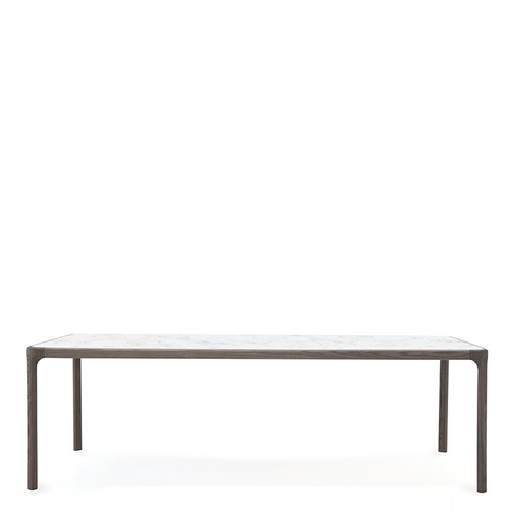 INARI DINING TABLE 94" - CALACATTA MARBLE GLASS/SMOKED OAK