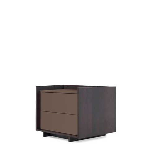 KYOTO 2 DRWERS NIGHTSTAND - BURNT OAK/ TAUPY FANGO