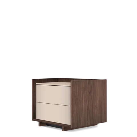 KYOTO 2 DRWERS NIGHTSTAND - WALNUT/BEIGE SETA