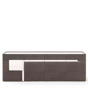 LOGOS SIDEBOARD 94" - BURNT OAK/BEIGE SETA/TITANIUM