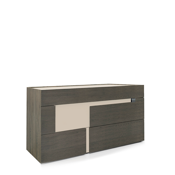 LOGOS 3 DRWRS DRESSER 60" - SMOKED OAK/SETA BEIGE/TITANIUM