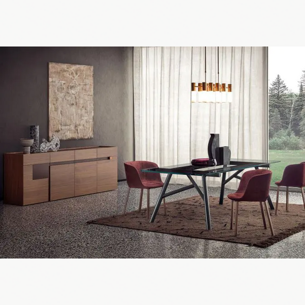 LOGOS SIDEBOARD 94" - BURNT OAK/BEIGE SETA/TITANIUM