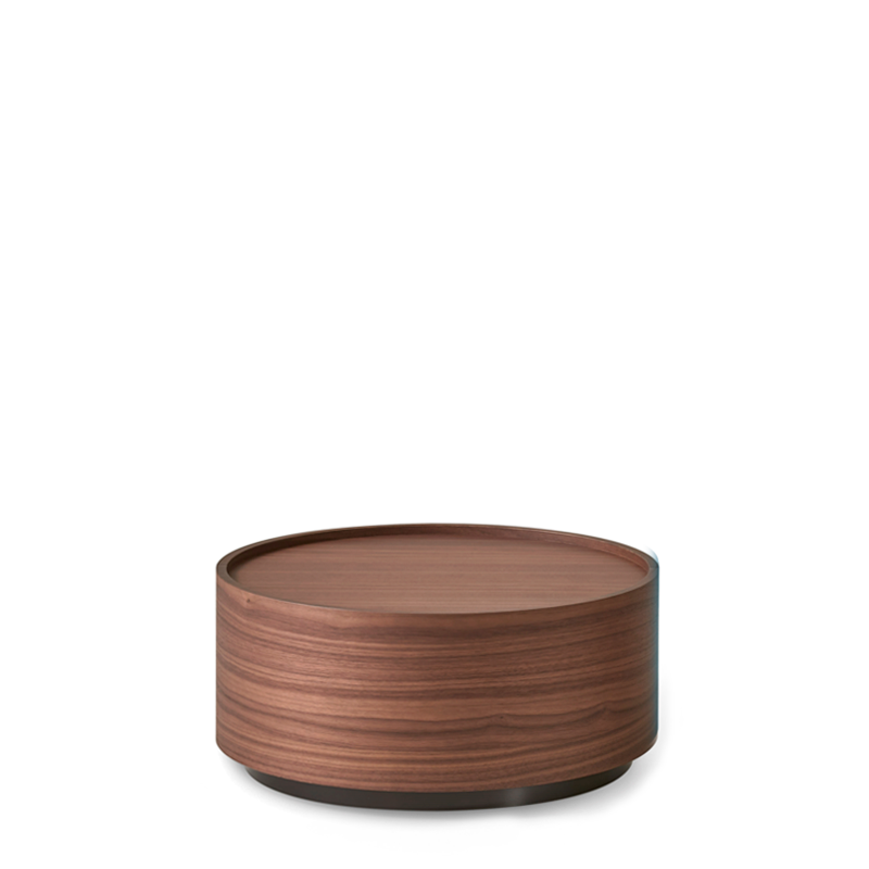 DEDALO ROUND NIGHTSTAND STACKABLE 22" - WALNUT/HG TITANIUM