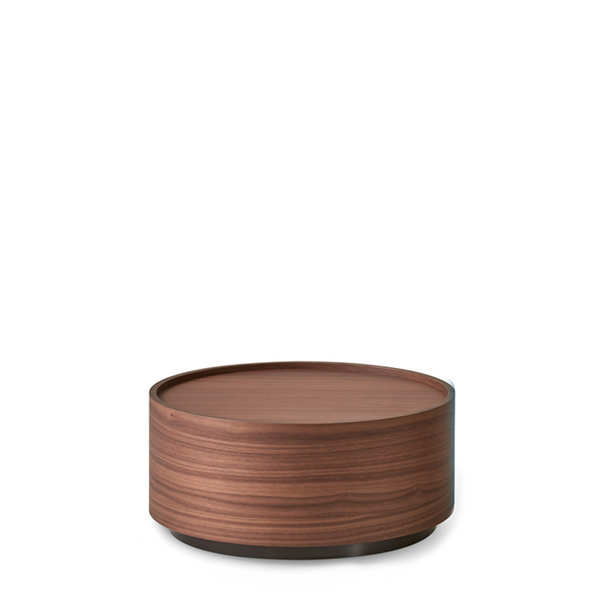 DEDALO ROUND NIGHTSTAND STACKABLE 22" - WALNUT/HG TITANIUM