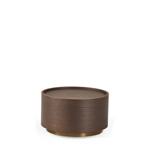 DEDALO ROUND NIGHTSTAND 17" - BURNT OAK/HG BRONZE