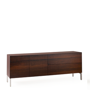 NORMA SIDEBOARD 94" - BURNT OAK/DARK BROWN MORO HARD LEATHER/TITANIUM