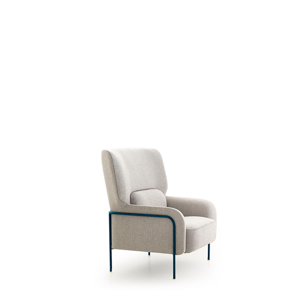 PLATEA LOUNGE ARMCHAIR 35" - LIGHT GREY FENICE 62/PETROL BLUE