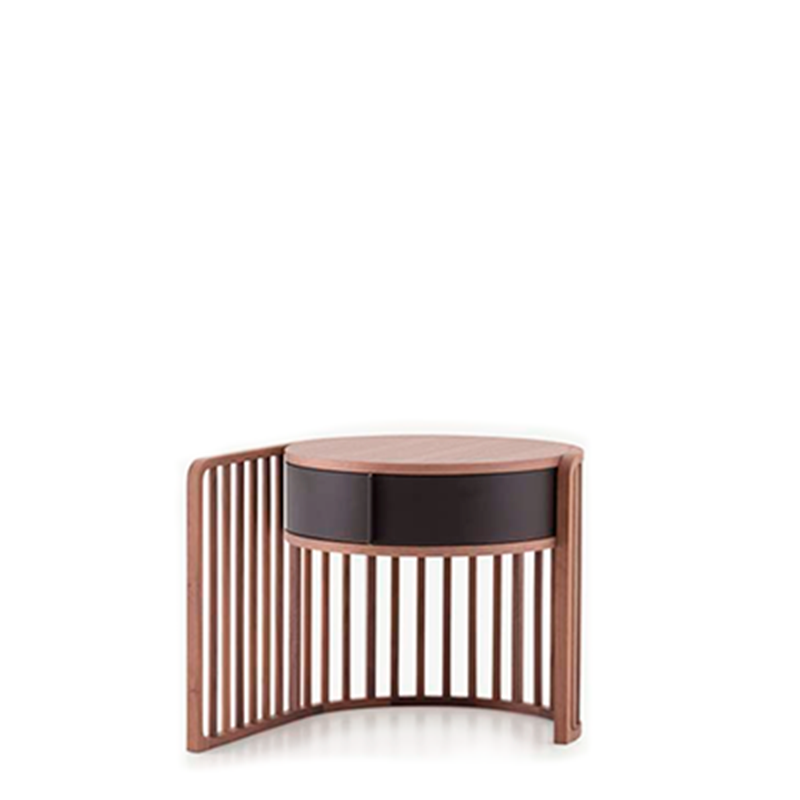 PALU' LT 1 DRWR NIGHTSTAND 23" - WALNUT/DARK BROWN MORO HARD LEATHER
