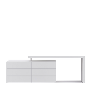 PEOPLE/DOMINO DESK+DRESSER 87" - WHITE MATT LACQUER