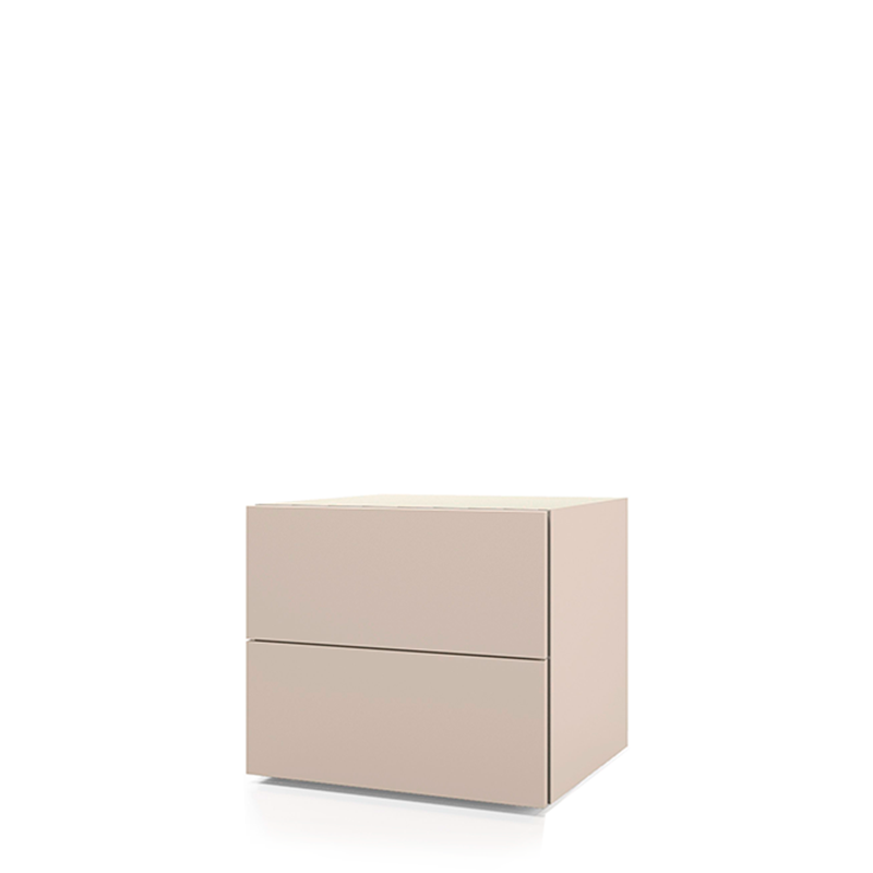 PEOPLE 2 DRWRS NIGHTSTAND 24" - BEIGE SETA MATT LACQUER