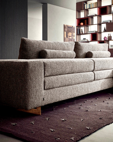 DUO SOFA 92" - MEDIUM GREY ARIES 12 FABRIC/TITANIUM