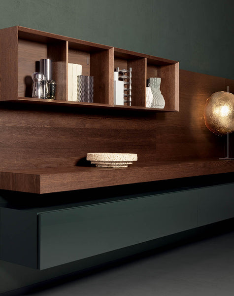 PEOPLE WALL UNIT COMP. 118" - WALNUT/BEIGE SETA MATT LACQUER