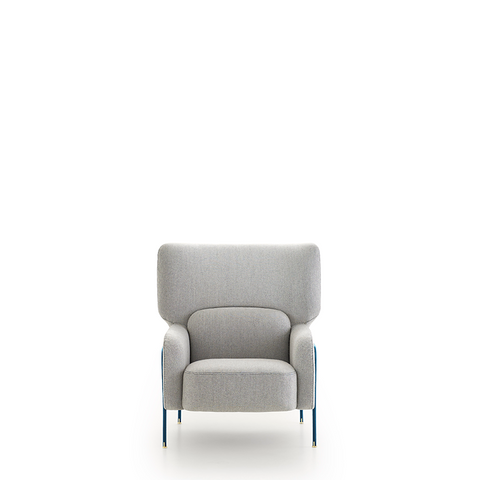 PLATEA LOUNGE ARMCHAIR 35" - LIGHT GREY FENICE 62/PETROL BLUE