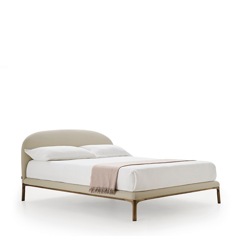 RADA QUEEN SIZE BED 81" - BEIGE ARTEPELLE 25 ECO-LEATHER/HG BRONZE