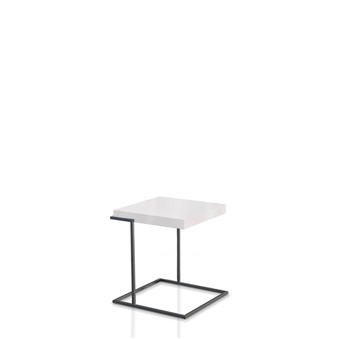 SERVOQUADRO END TABLE 19" - WHITE MATT/TITANIUM