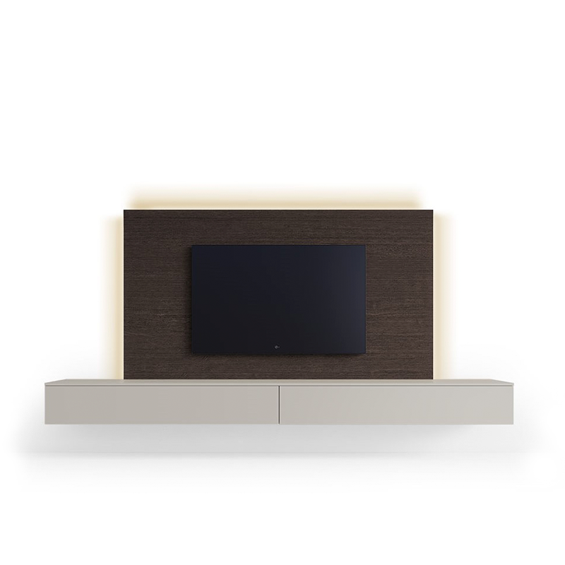 SPAZIO WALL UNIT COMP.94" - BURNT OAK/GREY ROCCIA MATT LACQUER