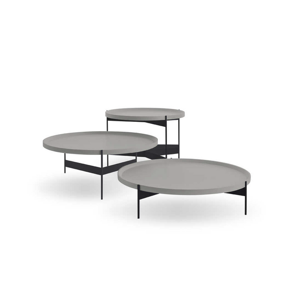 ABACO TALL ROUND COFFEE TABLE 24" - ASH GREY CENERE/CHARCOAL LAVAGNA MATT LACQUER