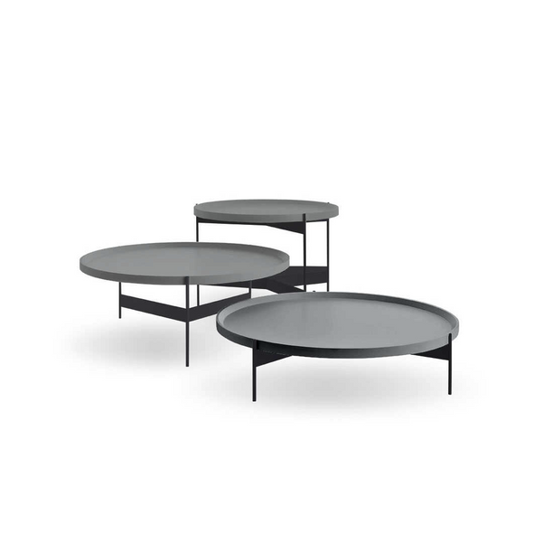 ABACO TALL ROUND COFFEE TABLE 24" - MEDIUM GREY PIOMBO/CHARCOAL LAVAGNA MATT LACQUER