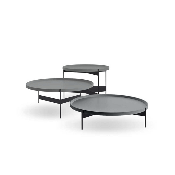 ABACO MED.ROUND COFFEE TABLE 30" - MEDIUM GREY PIOMBO/CHARCOAL LAVAGNA MATT LACQUER