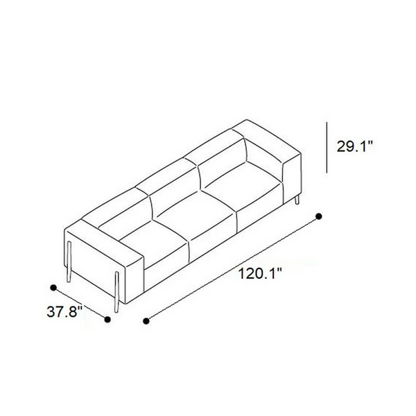 ALL IN SOFA LOW BACKREST 120" - BEIGE ARIES 02 FABRIC/NATURAL OAK LEGS