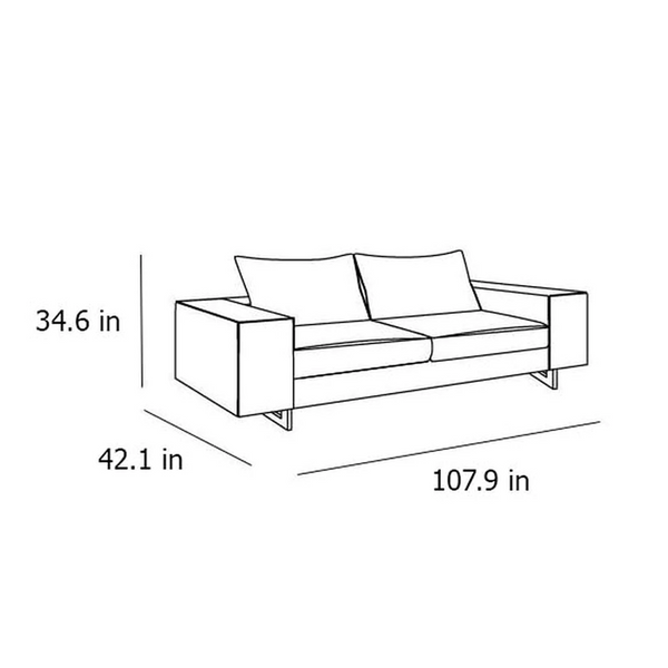 DUO SOFA 108" - BEIGE DRACO 12 FABRIC/TITANIUM