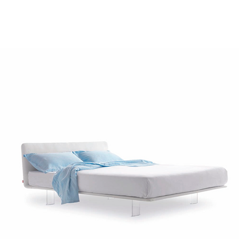 FILO QUEEN SIZE BED 63" - WHITE ARTEPELLE 01 ECO-LEATHER/PLEXIGLASS FEET