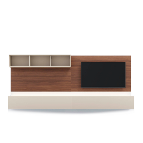 PEOPLE WALL UNIT COMP. 118" - WALNUT/BEIGE SETA MATT LACQUER