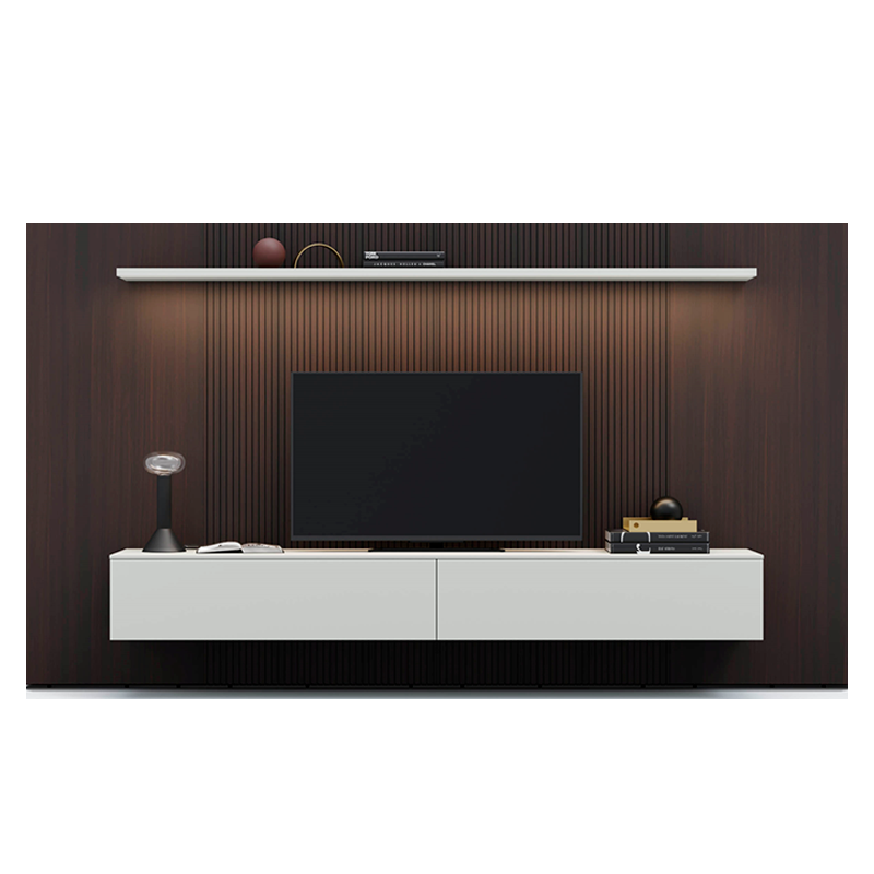 SPAZIO WALL UNIT COMP.126" - BURNT OAK/GREY ROCCIA MATT LACQUER