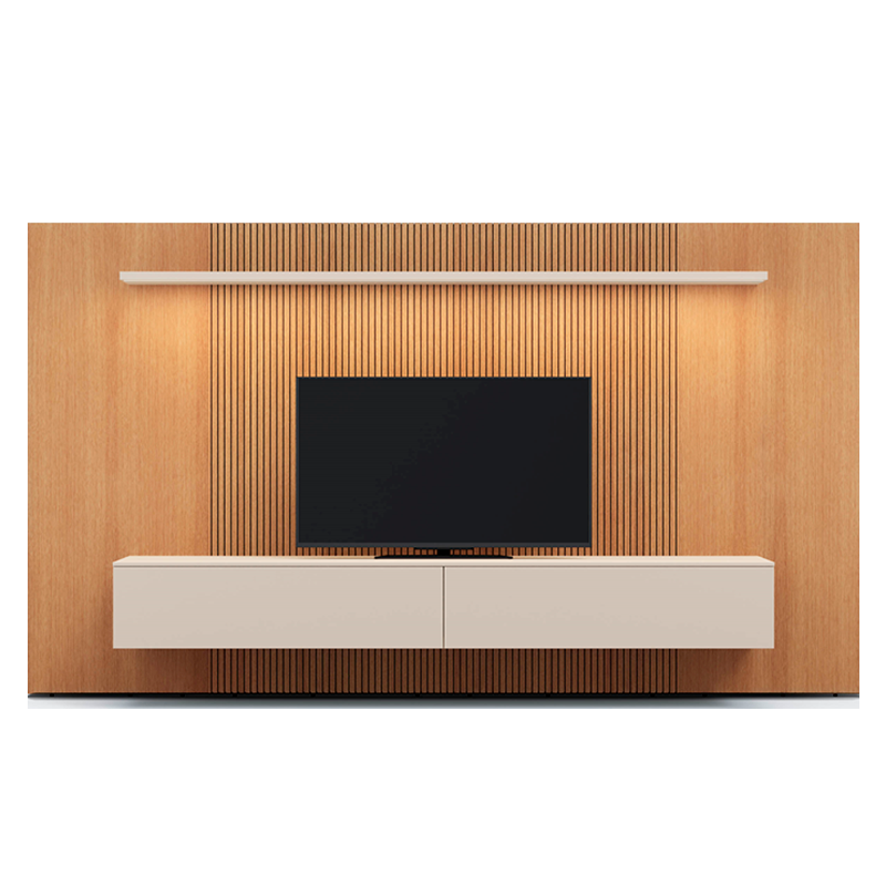 SPAZIO WALL UNIT COMP.126" - NATURAL OAK/BEIGE SETA MATT LACQUER