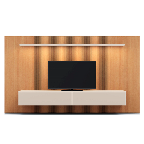 SPAZIO WALL UNIT COMP.126" - NATURAL OAK/BEIGE SETA MATT LACQUER