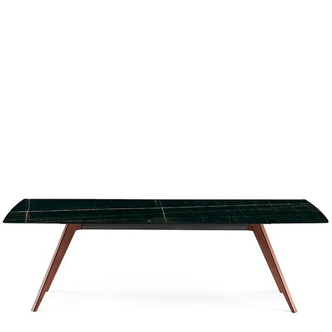 DELTA FIX DINIG TABLE 94" - BLACK SAHARA MARBLE GLASS/WALNUT/TITANIUM